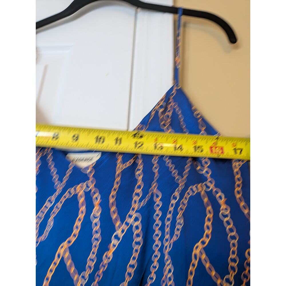 L’AGENCE Blue Silk Chain Print Camisole Top Size Medium Luxury Tank Top - Picture 6 of 7